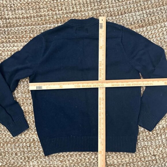 Eddie Bauer Navy Chunky Sweater Henley Fishermen’s Knit XL 1/4 Button Mock - Picture 4 of 6
